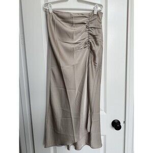 Jason Wu Women’s Satin Ruched MIDI Skirt in Champagne‎ Size Medium Minimalist